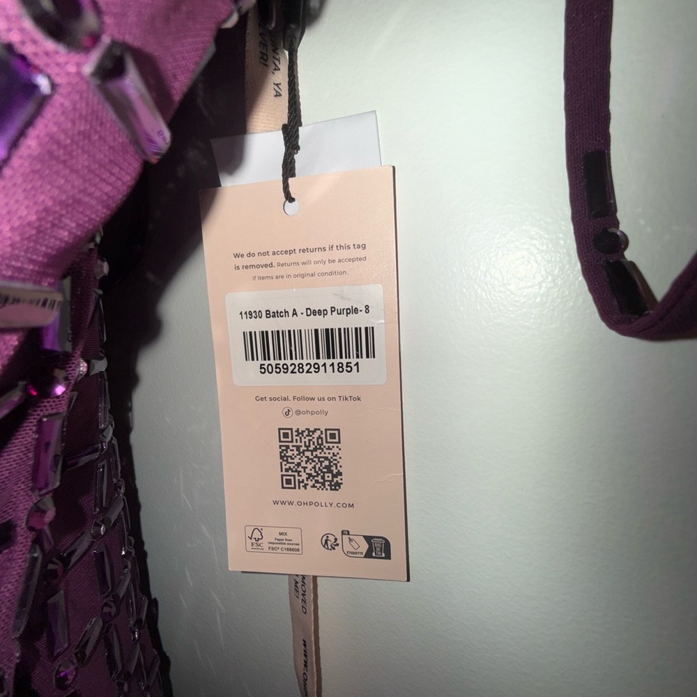 Oh Polly Deep Purple Beaded Dress - Picture 5 of 7